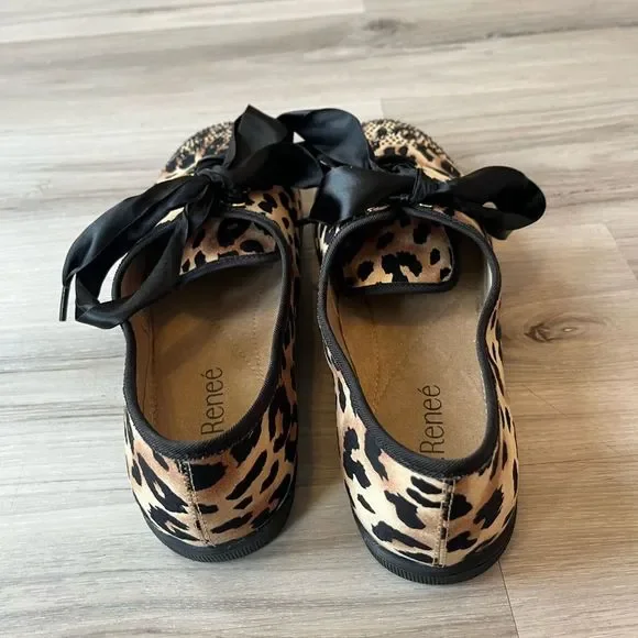 J. Renee 9 Schooner Cheetah Bling Lace Up Shoes - Picture 5 of 9
